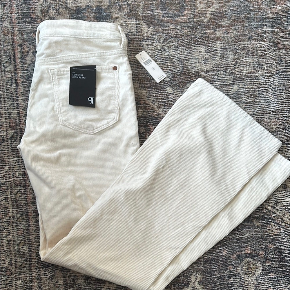 Anthropology Pilcro The Icon Low Rise Flare Cream Ivory Corduroy Pants